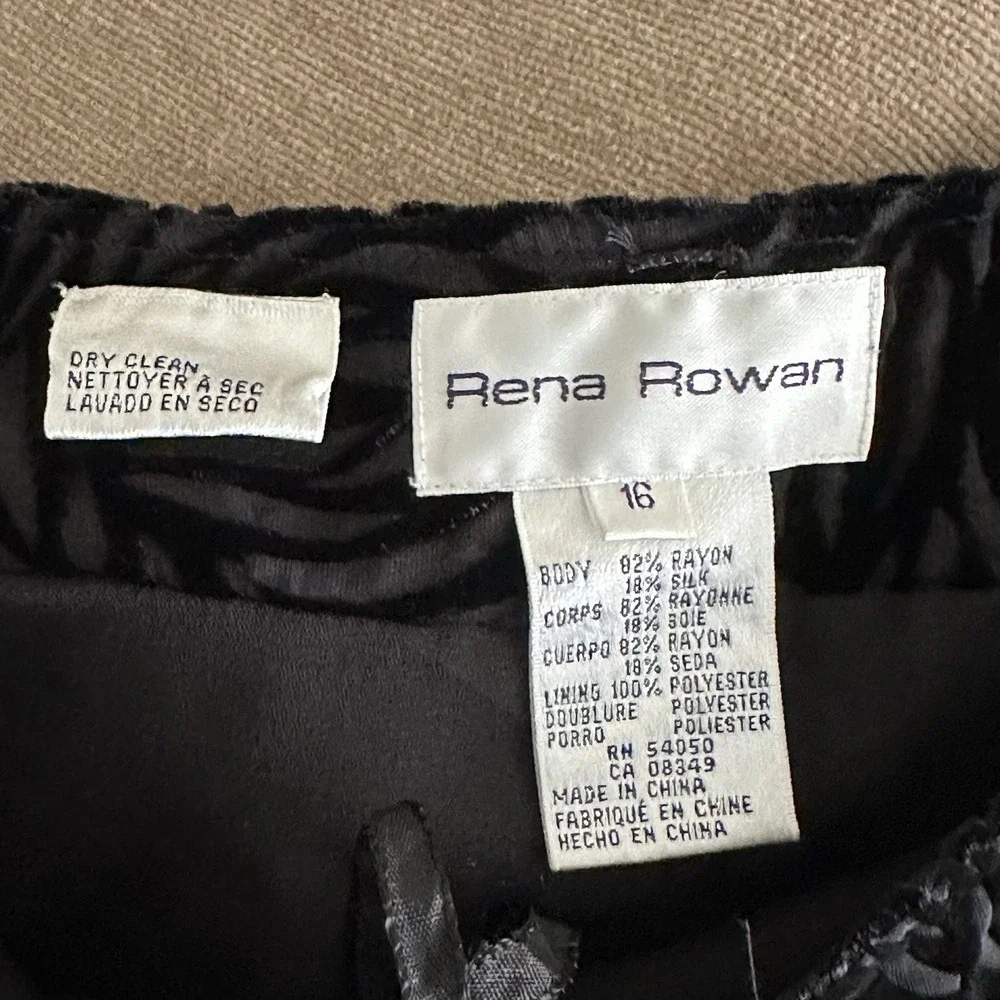 Vintage Rena Rowan Burnout Velvet Black Midi Skirt‎ Sz 16 Dark Floral Whimsigoth